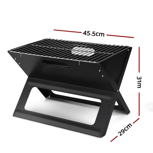 Grillz BBQ Grill Charcoal Smoker Outdoor Portable Camping Folding Steel Barbecue