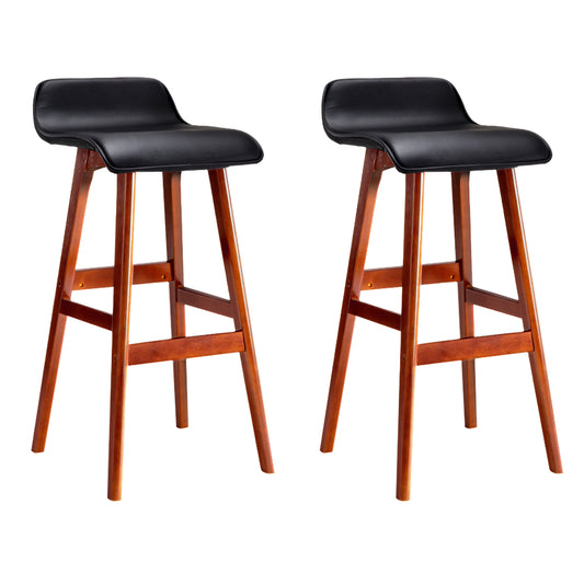 Artiss 2x Bar Stools Wooden Seat Black Kitchen Counter Height