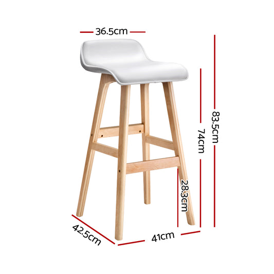 Artiss 4x Bar Stools Kitchen Dining Chairs Wooden Counter Stool White