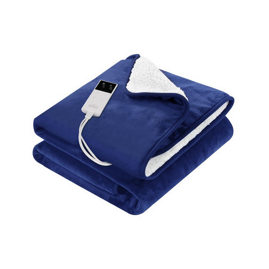 Giselle Electric Heated Blanket Throw Washable Flannel Navy