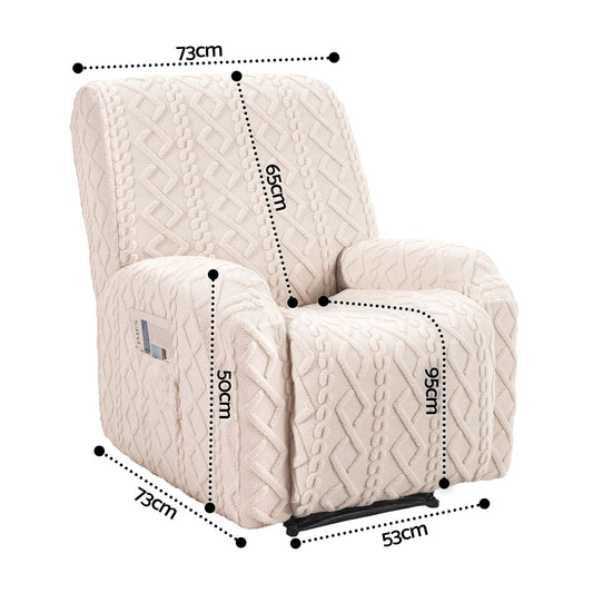 Artiss Recliner Chair Cover Beige with Side Storage Pockets