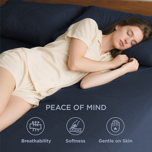 2000TC Hotel Quality Fitted Sheets - 2 Piece Fitted Sheets -Breathable Bedding - Wrinkle, Fade, Stain Resistant- 16inch/40cm Deep Pocket Fitted Bed Sheets-Wrinkle and Fade Resistant,(Navy,Super King)