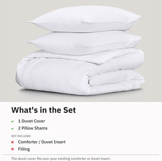 Hotel Soft Microfiber Duvet Cover Set-2000TC Quilt Cover Set & Pillowcases -1 Donna Cover Zipper Closure & 1 x Pillowcases-Breathable Bedding - Wrinkle, Fade, Stain Resistant(White,King)