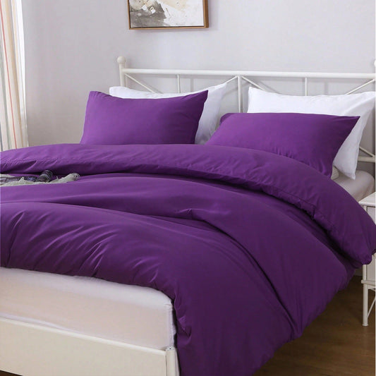 Hotel Soft Microfiber Duvet Cover Set-2000TC Quilt Cover Set & Pillowcases -1 Donna Cover Zipper Closure & 1 x Pillowcases-Breathable Bedding - Wrinkle, Fade, Stain Resistant(Purple,King Single)