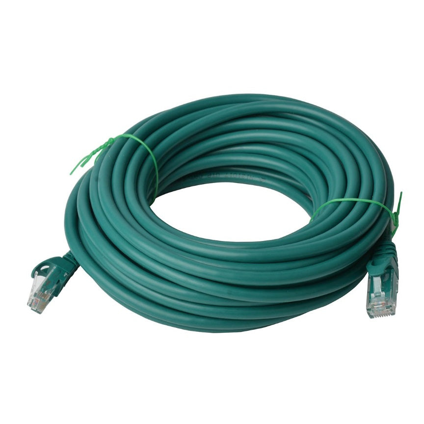 8WARE Cat6a UTP Ethernet Cable 20m Snagless Green