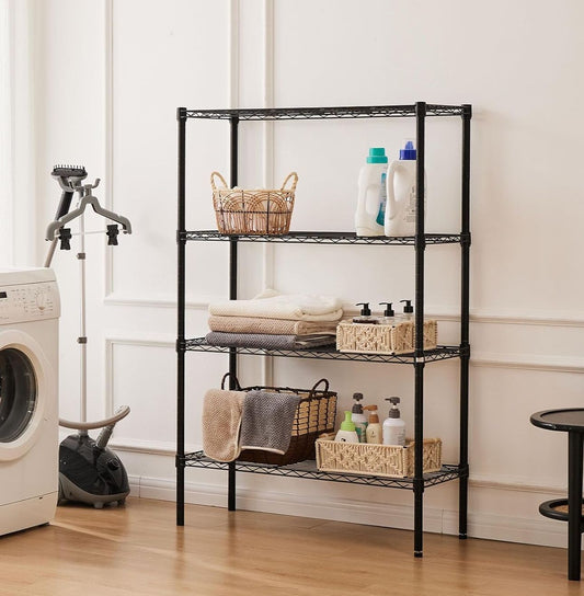 CARLA HOME 4-Tier Adjustable Metal Storage Shelves Wire Rack Organizer for Kitchen, Pantry, Bathroom or Laundry Room (60cm W x 40cm D x 140cm H)