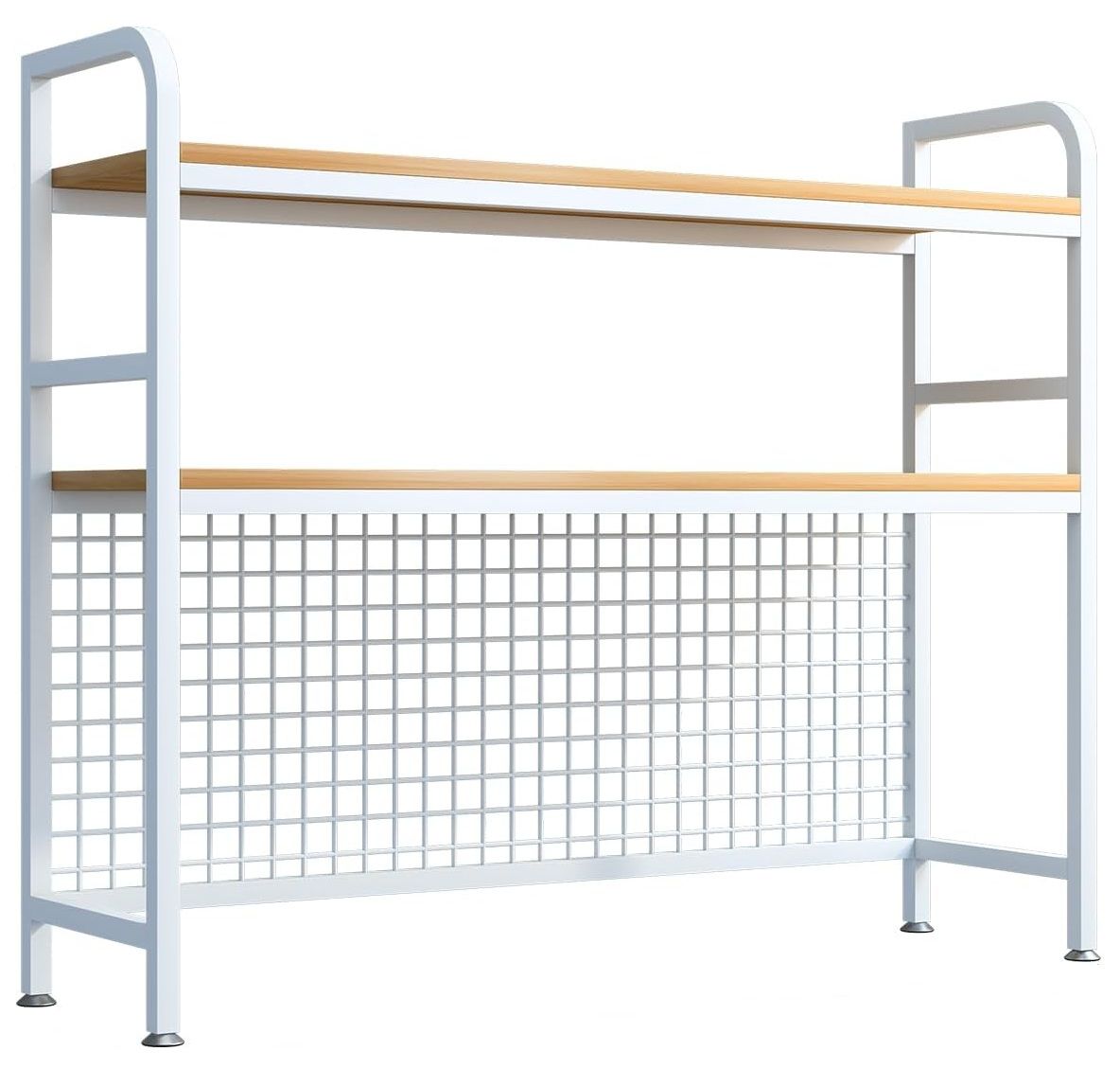 CARLA HOME 2-Tier Metal Desktop Hutch Bookshelf with Grid Panel for Computer Desk and Office Countertop