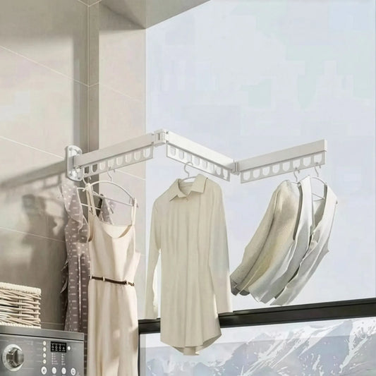 CARLA HOME 3-Fold Wall Mounted Clothes Drying Rack, Laundry Space Saver, White