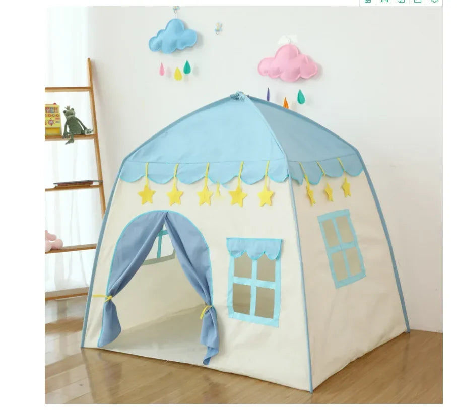 130CM Portable Kids Castle Tent Large Blue