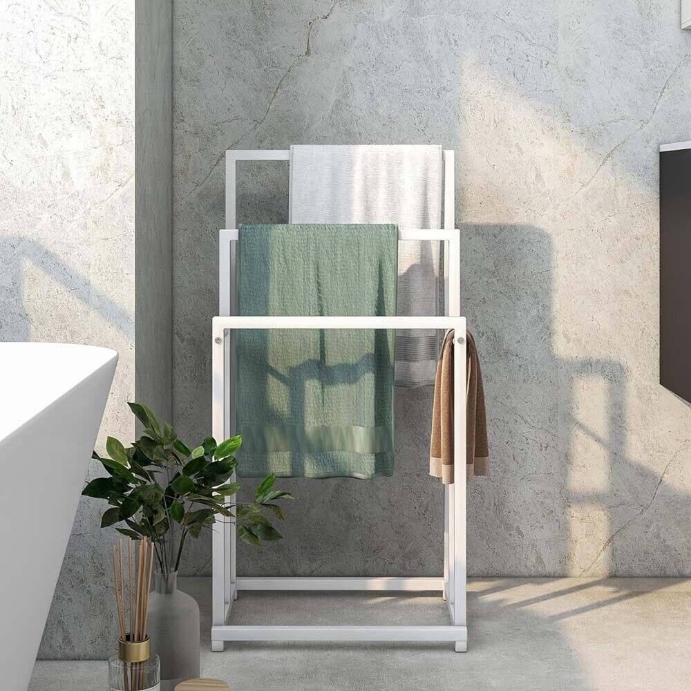 3 Tier Metal Freestanding Towel Rack Rail Holder Drying Stand