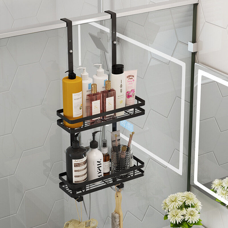 Black Aluminium Shower Caddy 74cm Hanging Storage Rack 35cm