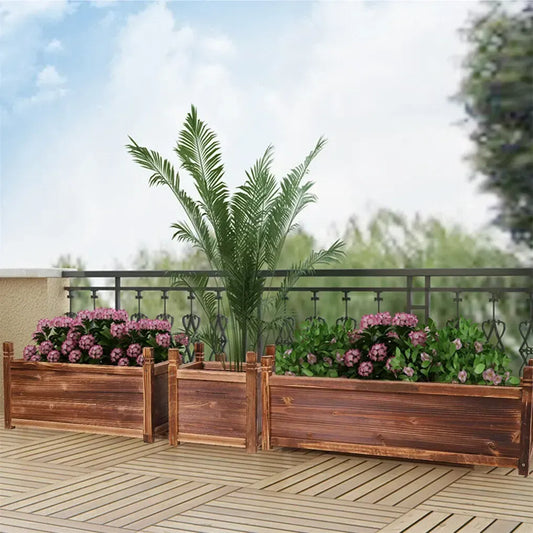 Small Raised Garden Bed 30x30x33/38cm Wooden Planter Box