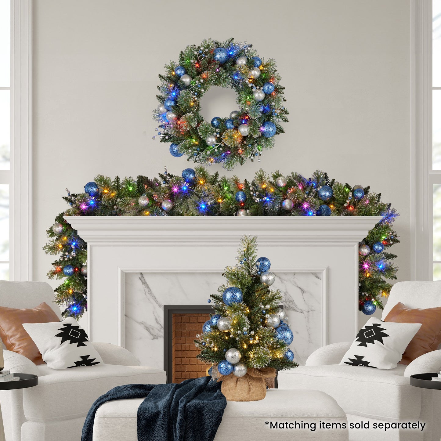 Christabelle 274cm Blue Collection Multicolour Pre-Lit Christmas Garland
