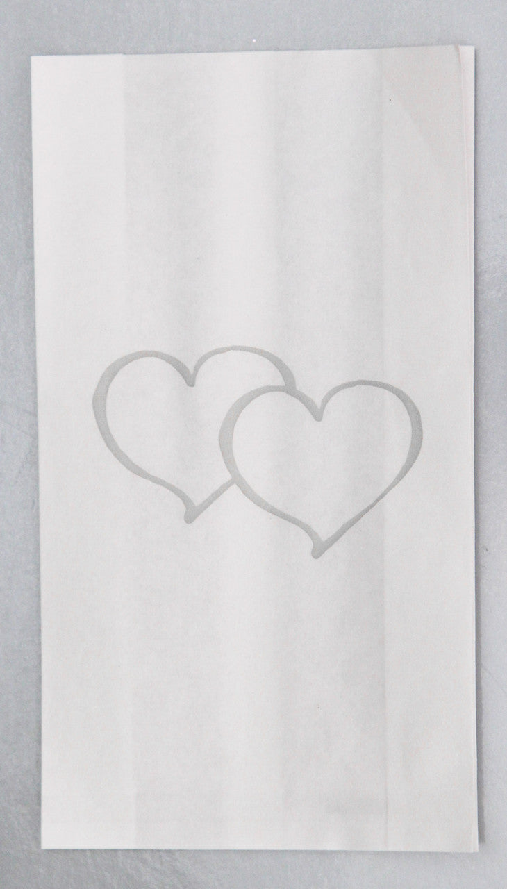 100 Pack Wedding Cake Bags Greaseproof Wax Paper Slice Take Home Favour Large Silver Heart