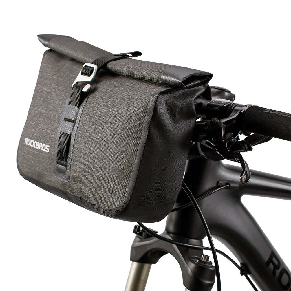 Bike Roll Bag Handlebar Panniers MTB Road Hyybrid Cruiser Commute Bike Scooter Large 5-6L Capacity Waterproof Adjustable Straps Rockbros