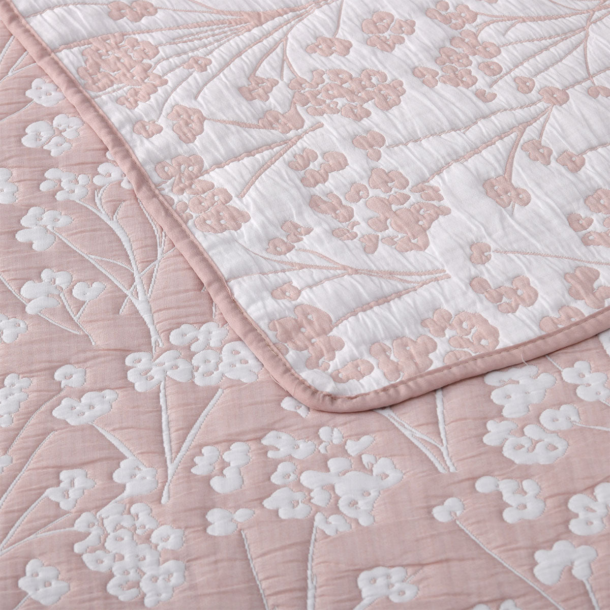Bianca Myra Blush Floral Jacquard Bedspread Set King