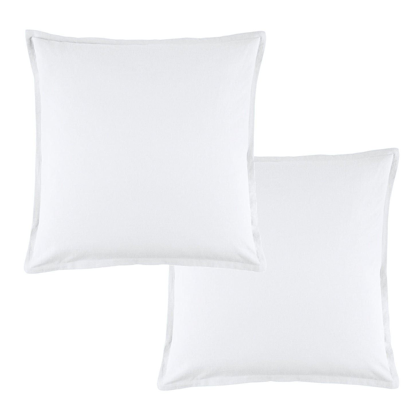 Bianca Pair of Wellington White Linen Cotton European Pillowcases 65 x 65 cm