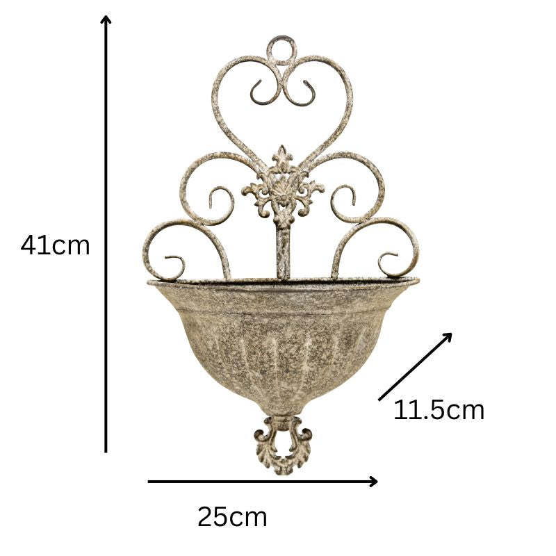 Classic Hanging Wall Planter w Fleur-De-Lis 41cm