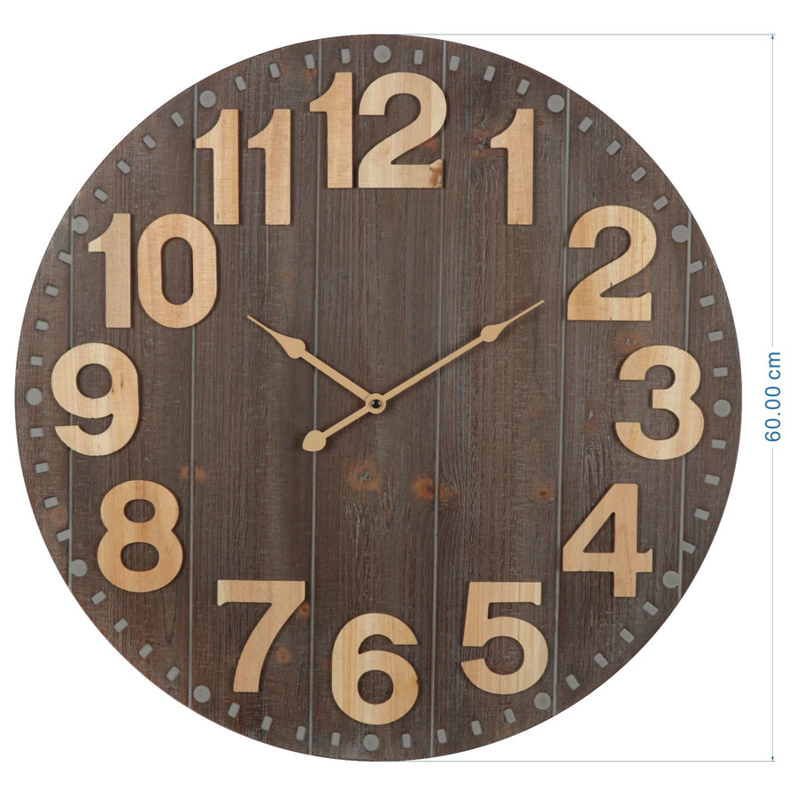 Emporium Slatted Aged Wall Clock 60cm