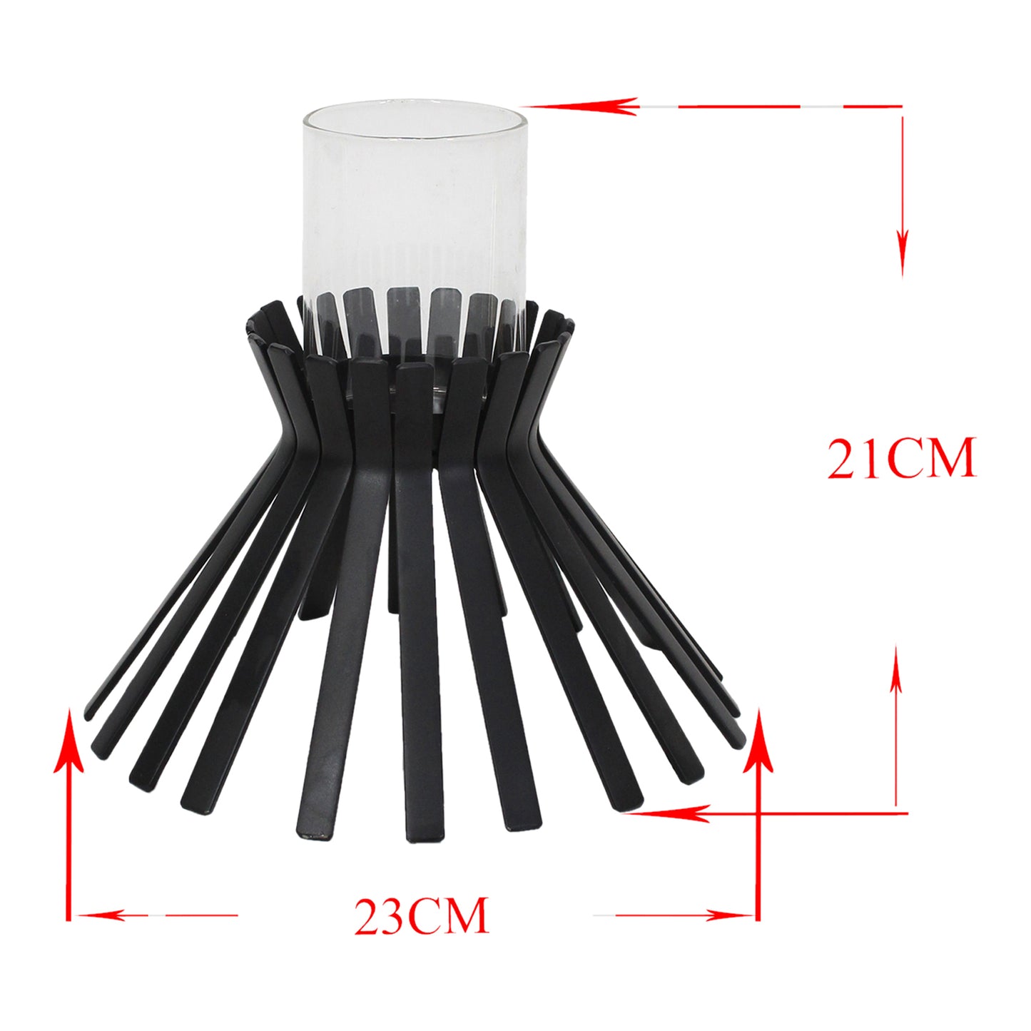 Eclipse Slatted Pillar Candleholder 23x21cm