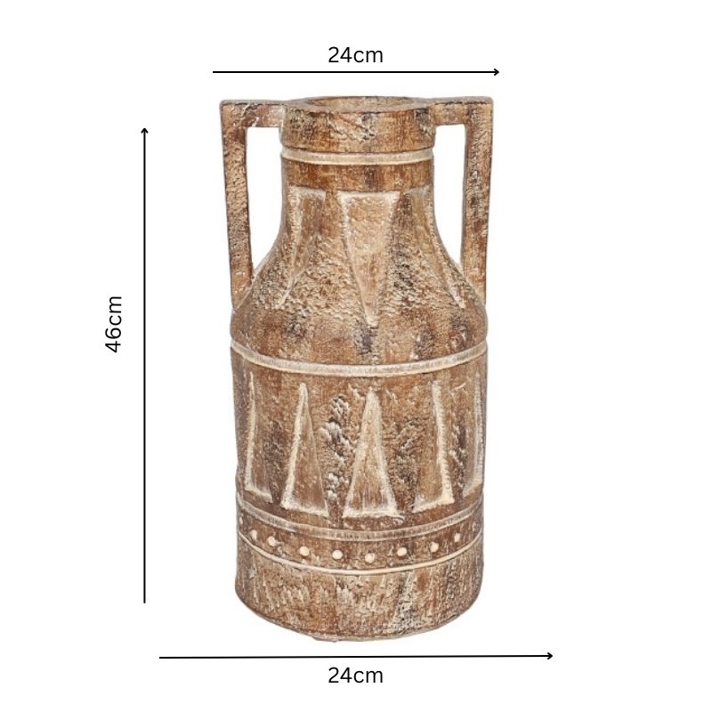 Aged Tribal Style Decorative Urn / Dried Flower Vase 46cm
