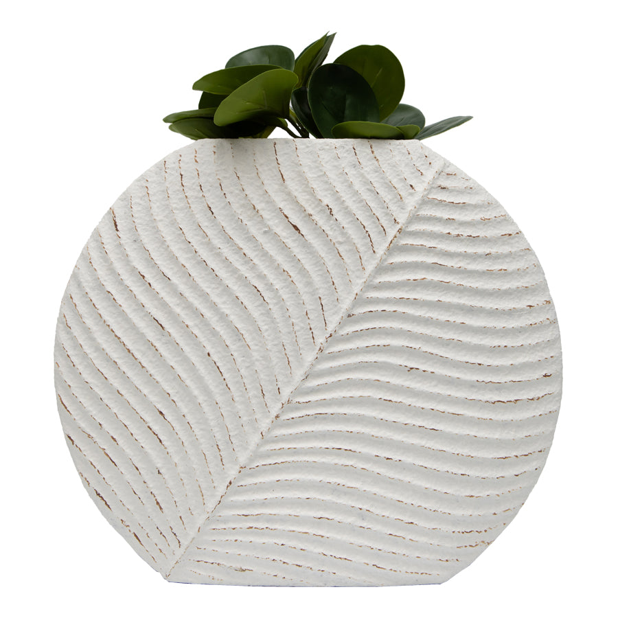 Contemporary Curved Textured White Vase 30cm