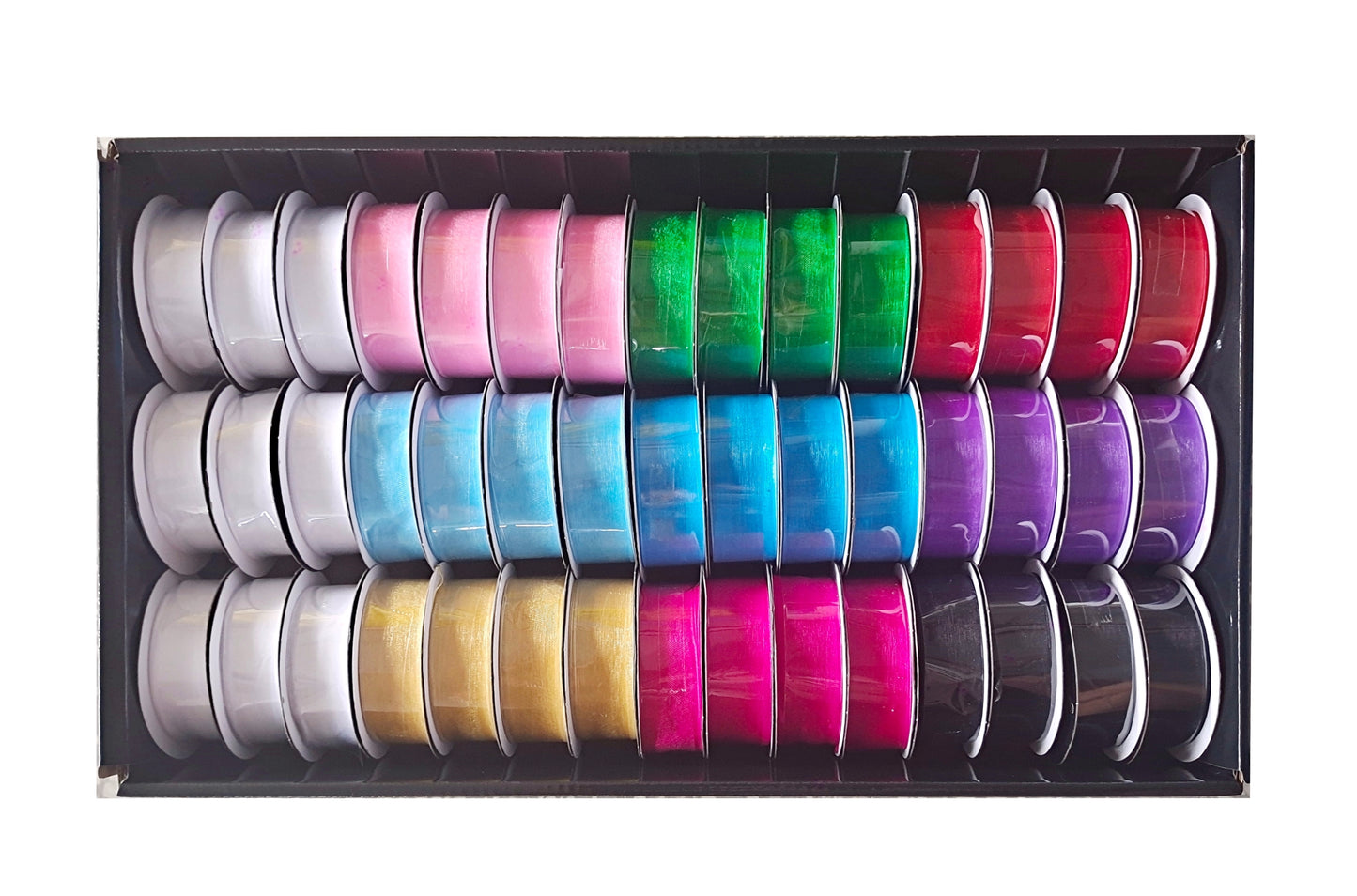 bulk 45 Roll Ribbon Sheer 4mtr 25mm Displayed Box