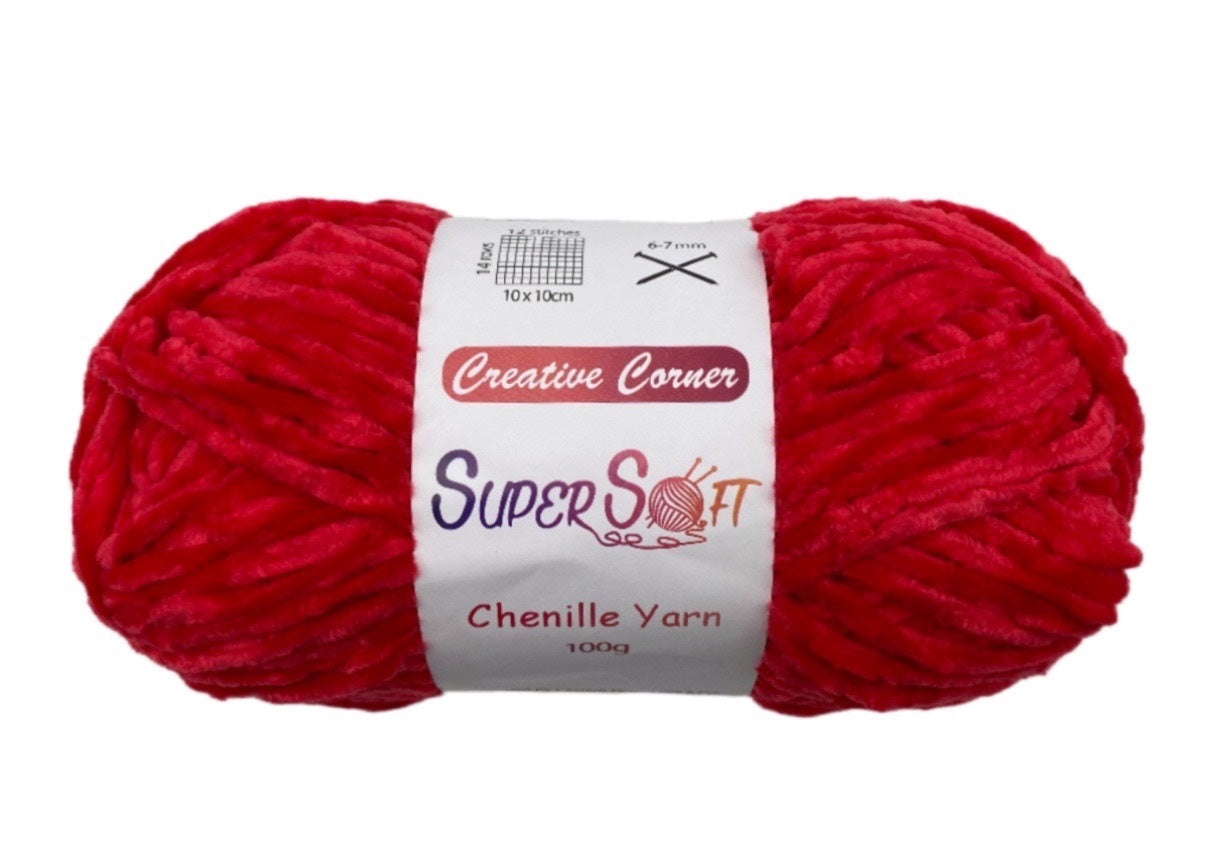 bulk 12 Red Super Soft Chenille Yarn 100G