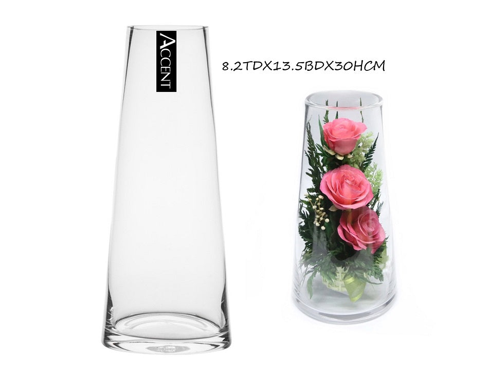 bulk 6 Glass Tapered Vase 30cm