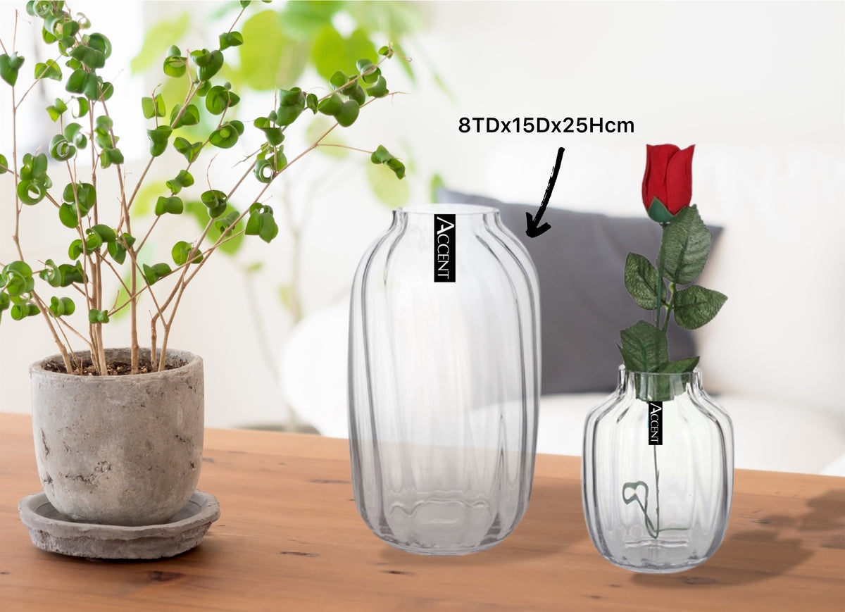 bulk 8 Glass Rippled Bud Vase Flower 25cm