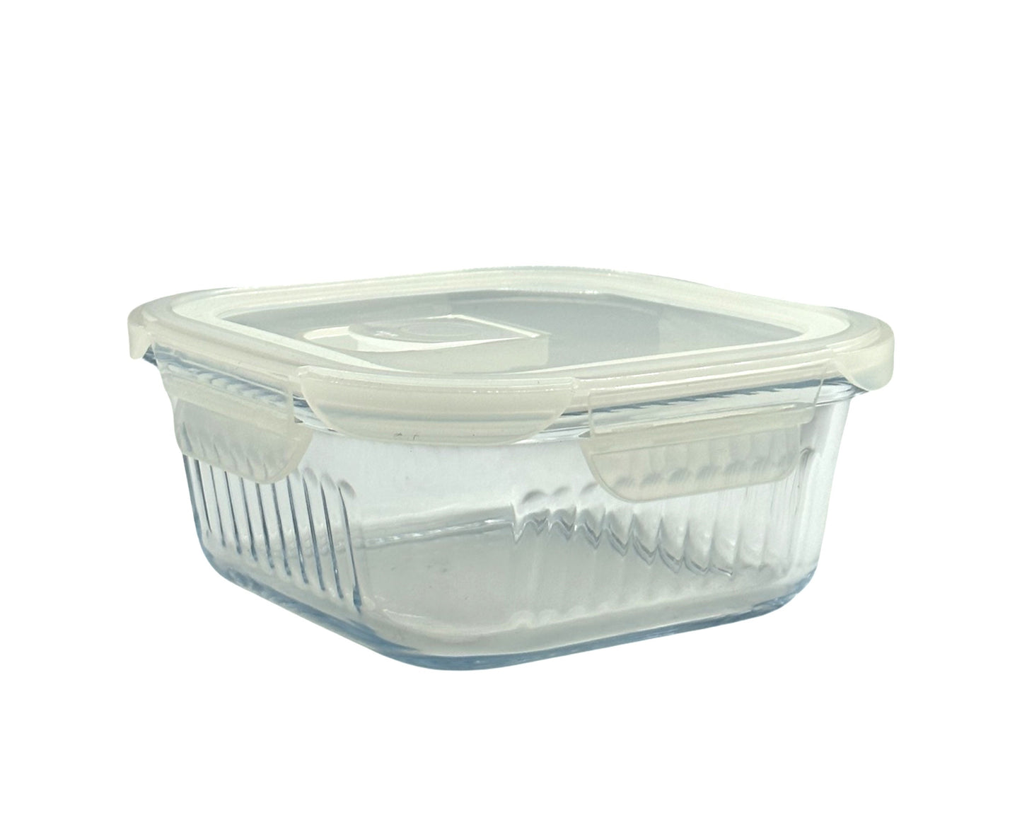 bulk 12 Borosilicate Glass Container W Lid Square 800ml 16x8cm