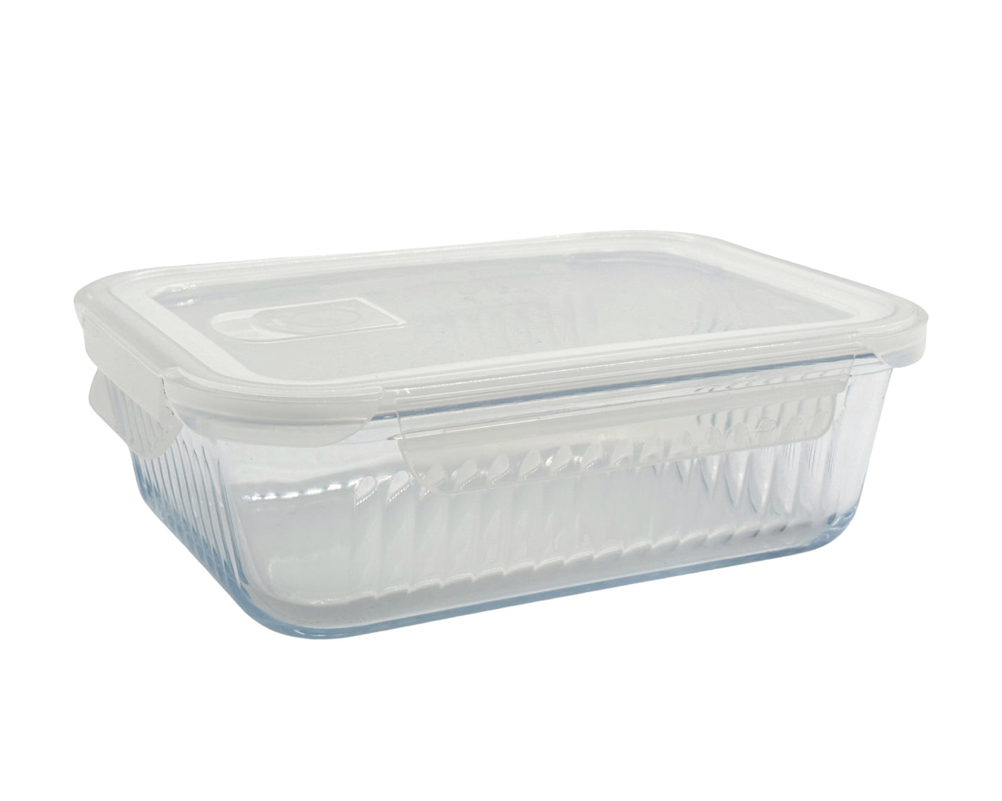 bulk 12 Borosilicate Glass Container W Lid Rect 1520ml 23x8cm