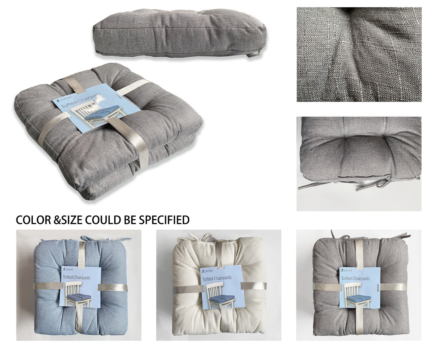 bulk 12 Thick Tufted Chair Pad 4 Assorted 38x7cm