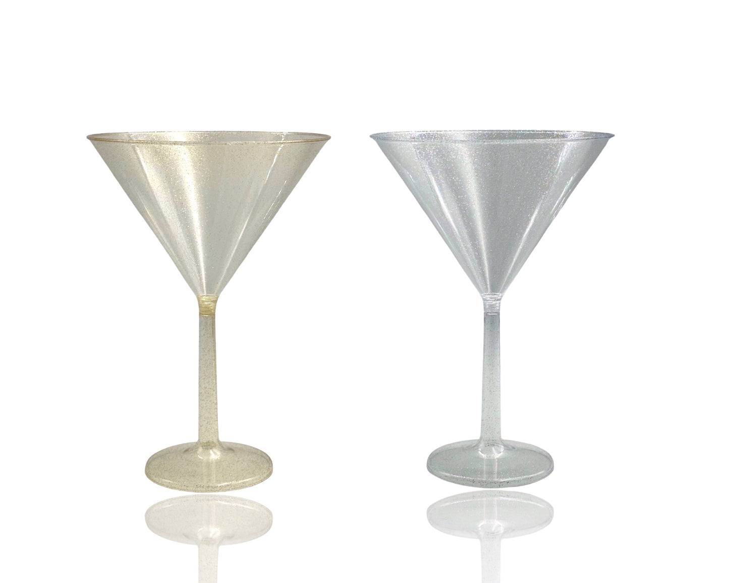 bulk 24 Glitter Plastic Jumbo Martini Glass 739ml 18x25cm