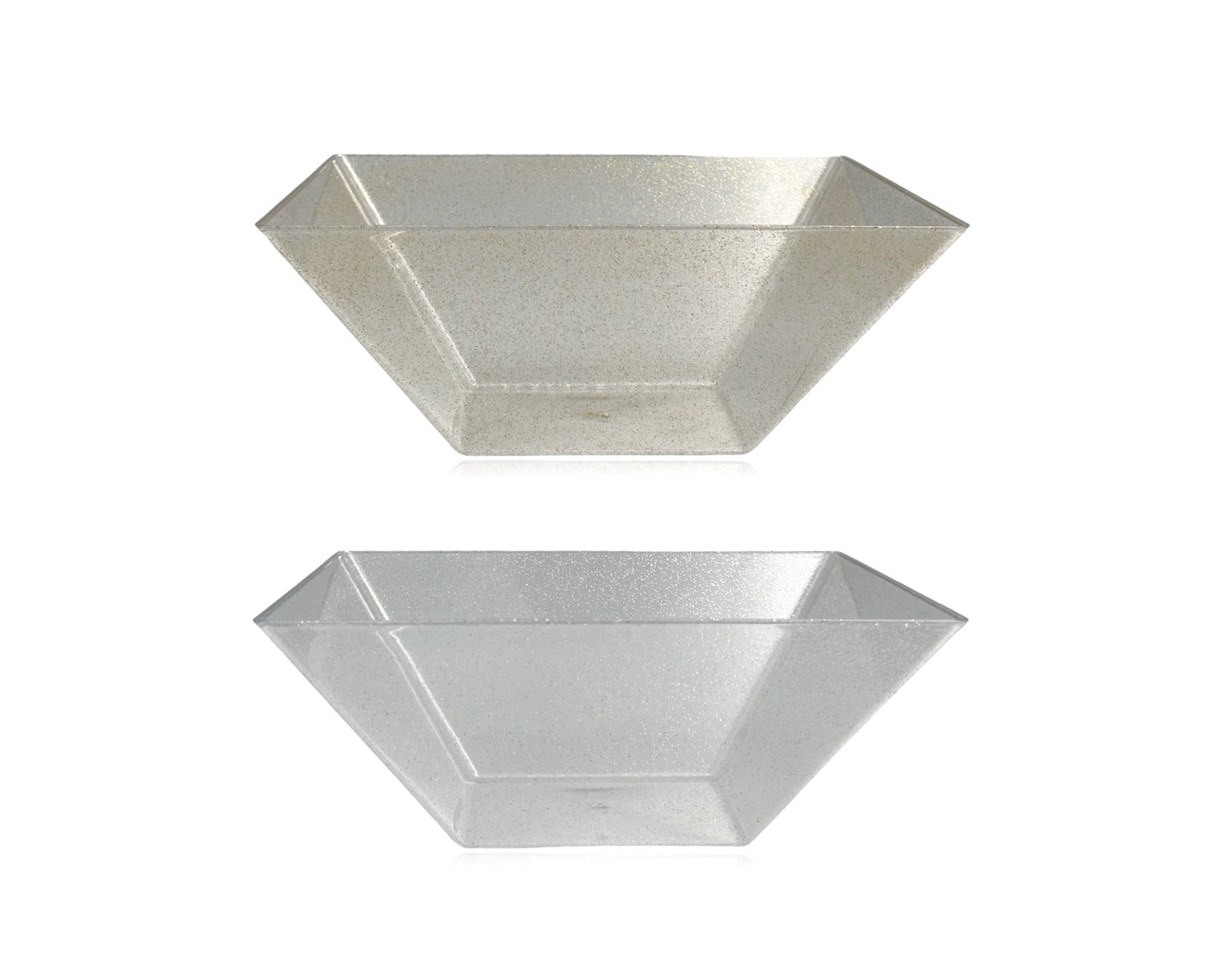 bulk 24 Glitter Plastic Tapered Bowl Square 2.8lt 24x10cm