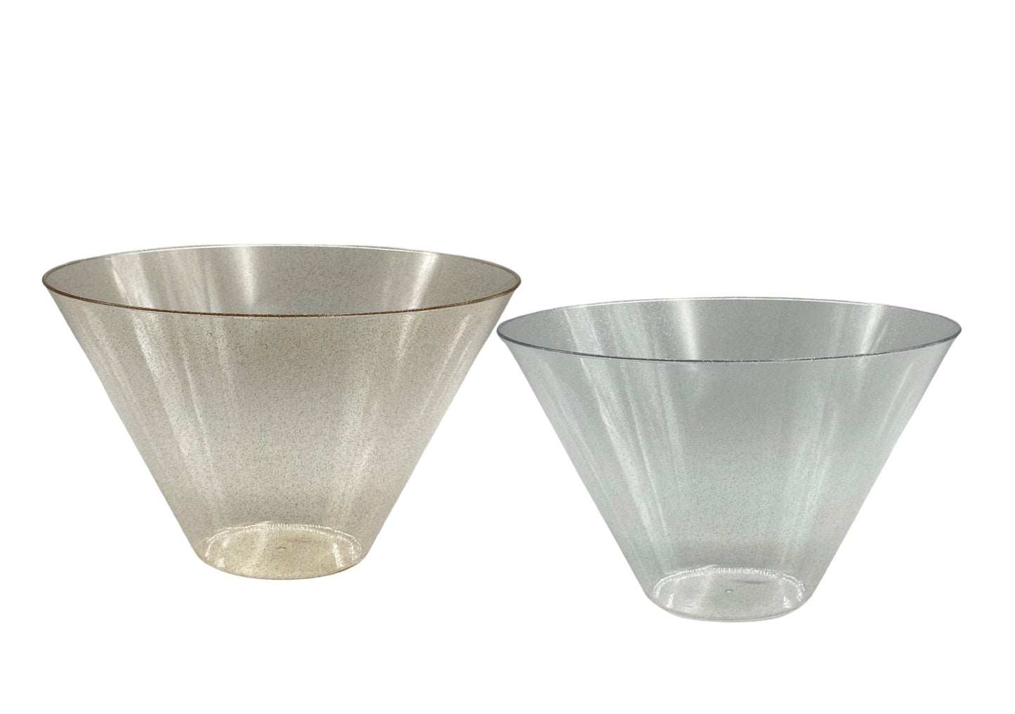 bulk 24 Glitter Plastic Tapered Bowl Round 2.8lt 24x15cm