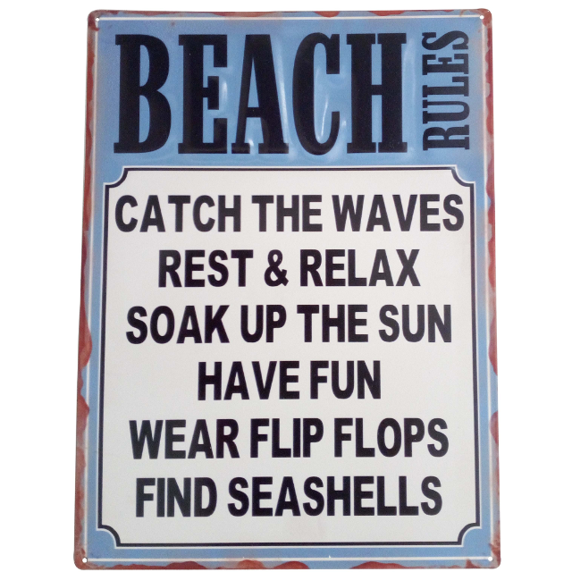 Beach Rules Wall Art 35cm