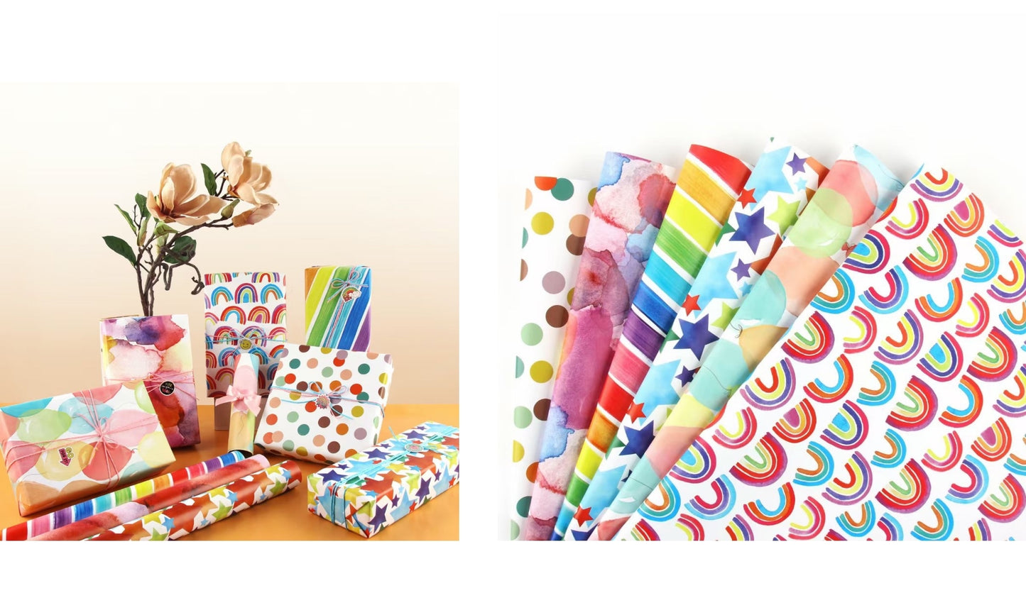 bulk 50 Cheerful Gift Wrap 70cmx3m 38mm Core