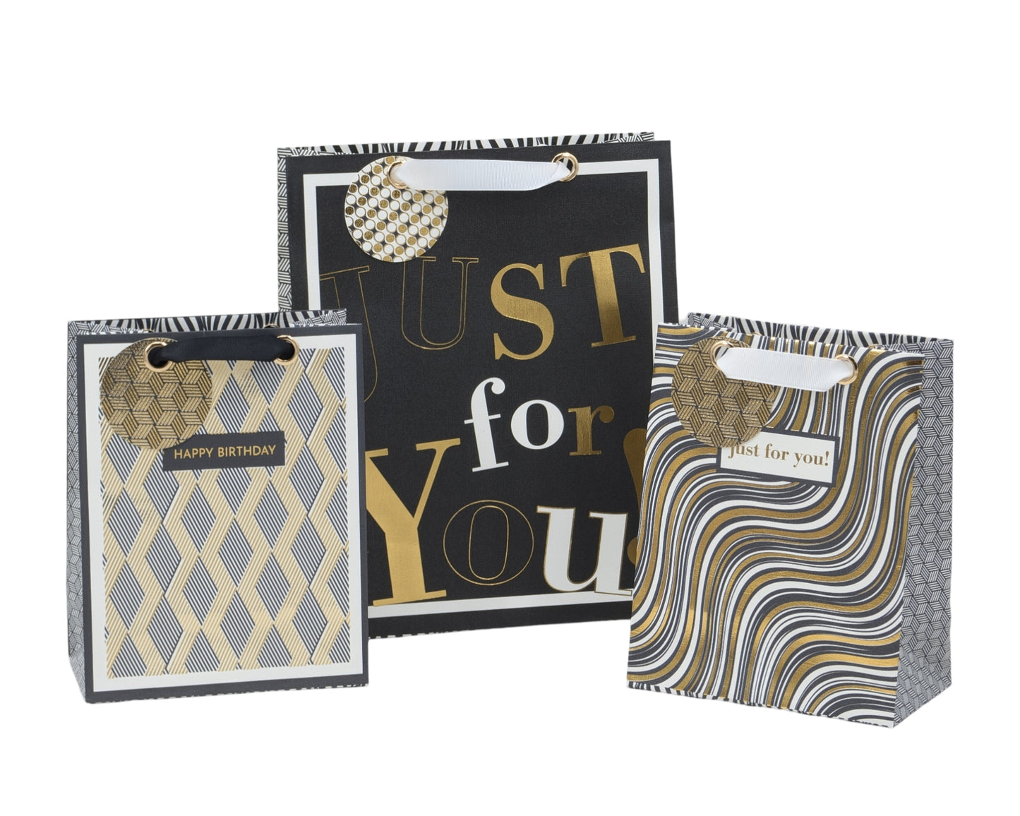 bulk 24 Large Golden Glam Gift Bag Assort 32cm