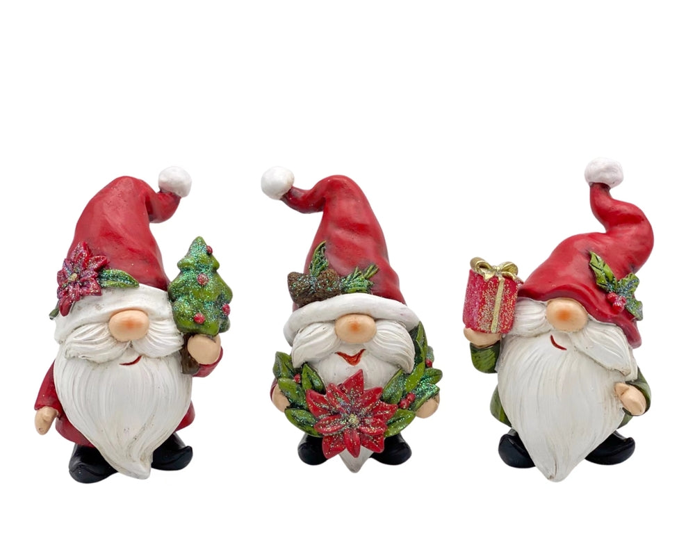 bulk 12 Xmas Polyresin Gnomes Assorted 14cm