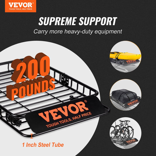 Roof Rack Cargo Basket 200 LBS 51"x36"x5" for SUV Truck with Luggage Bag