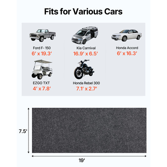 Garage Floor Mat, 2.3 x 5.79 M Waterproof Protection from Water,Snow, Rain,Mud and Oil for Cars, Non-slip Heavy Duty Containment Mat with TPE Anti-Leak Backing & Easy to Clean & Cuttable