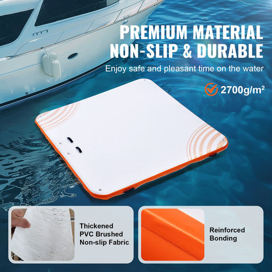 Inflatable Floating Dock, 10 x 10FT Inflatable Dock Platform, Non-Slip Water Floating Dock Mat with Portable Carrying Bag & Detachable Ladder, Floating Platform Island Raft for Pool Beach Ocean