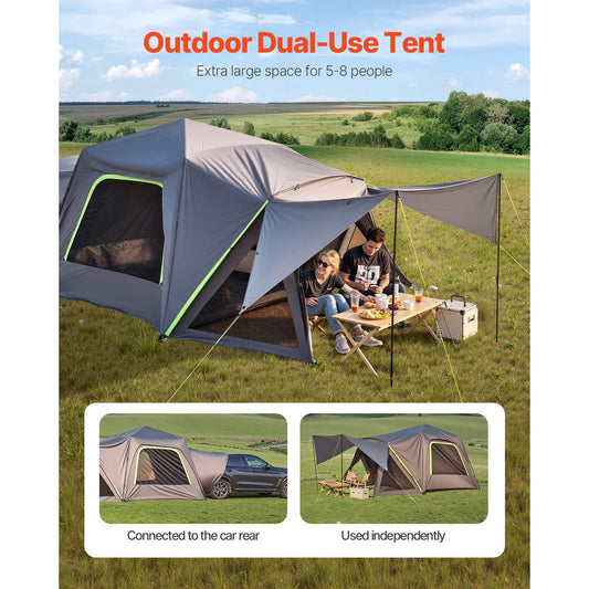 SUV Tent for Camping, 10FT L x 10FT W, Waterproof PU2000mm Spacious Double Layer Design for 5-8 Person, SUV Camping Tent with Shade Awning and Mesh Windows, Includes Rainfly and Storage Bag