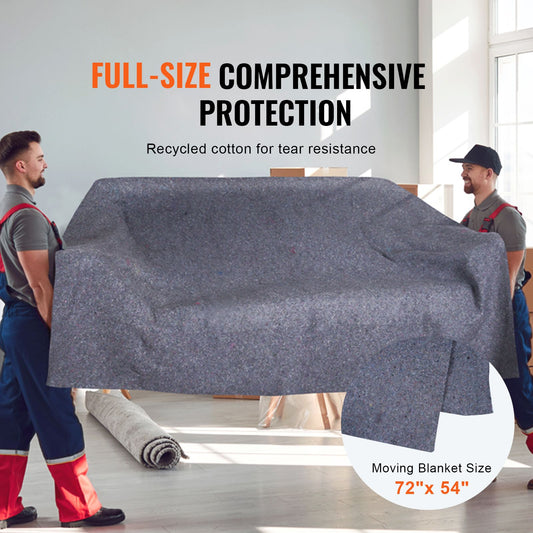 Moving Blankets, 72" x 54", 21 lbs/dz Weight, 24 Packs, Professional Recycled Cotton Packing Blanket, Large Heavy Duty Shipping Mover Pads Perfect for Protecting Furniture, Floors, Appliances