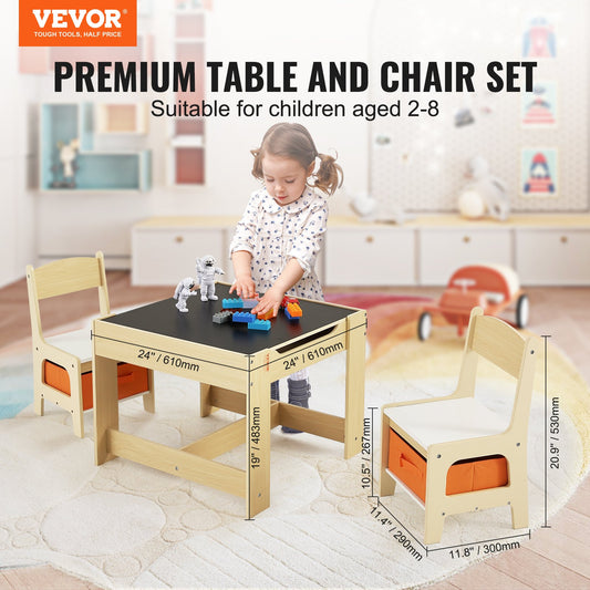Kids Wooden Table Chair Set Activity Storage 4 Boxes