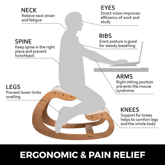Ergonomic Kneeling Chair Heavy Duty Posture Stool Office Home