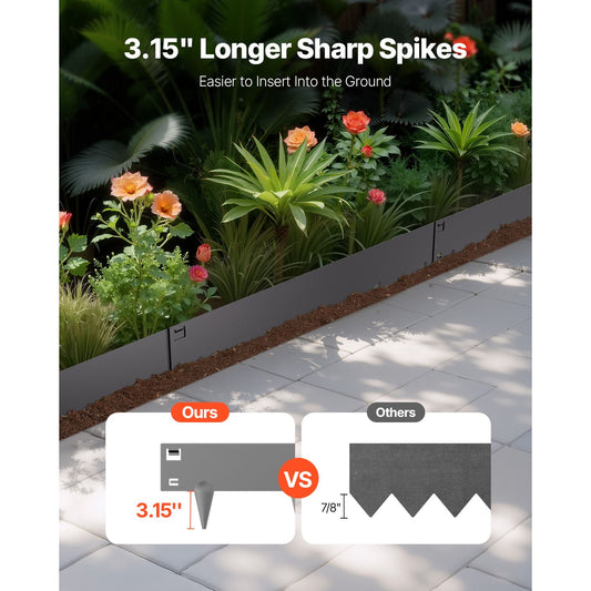 Steel Landscape Edging, 5 Packs 990 x 181Β mm Rust-Resistant Metal Landscape Edging, Bendable Garden Edging Border, Heavy Duty Lawn Edging, Easy-to-Install, Flower Bed Yard Pathway Divider Dark Gray