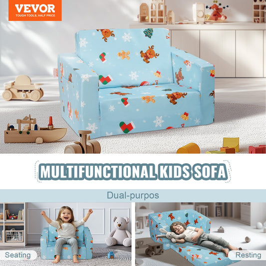 Baby Chair Foldable 2-in-1 Lounger Couch Kids Sofa Pink Cartoon