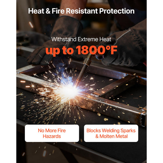 Carbon Felt Welding Blankets, 2-Pack 508mm x 914mm Flame Retardant Welding Blanket, Up to 1800°F Heat Resistant Safety Protection Blanket, 3.5mm Thickened Carbon Fiber Fireproof Insulation Mat